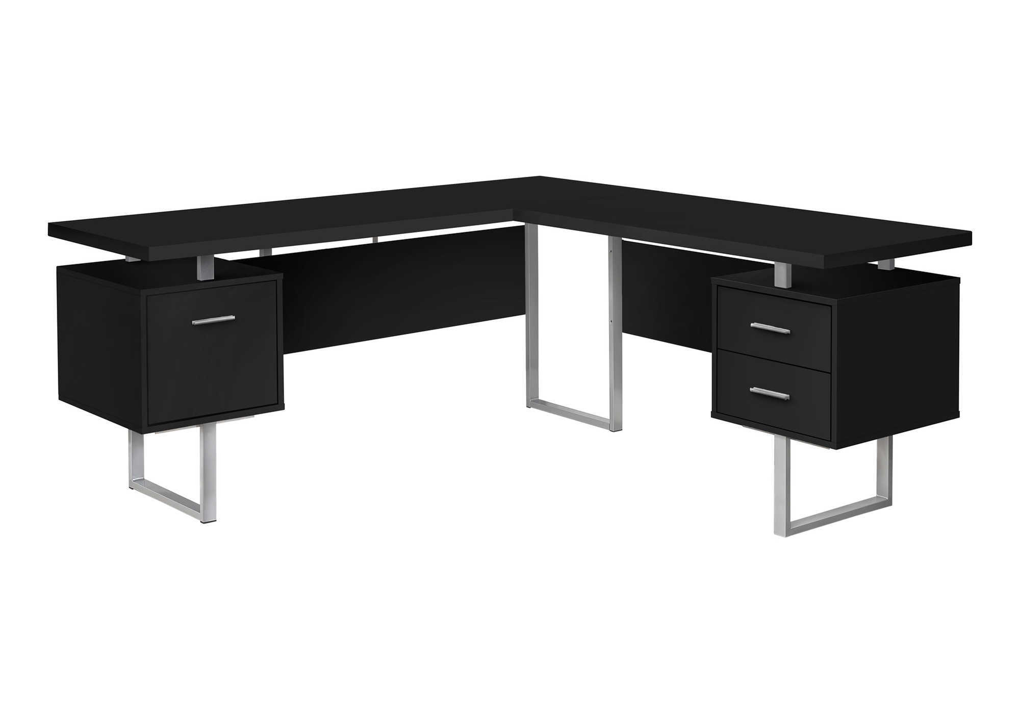 COMPUTER DESK - 70"L / BLACK / SILVER METAL / L/R FACE - Image 2