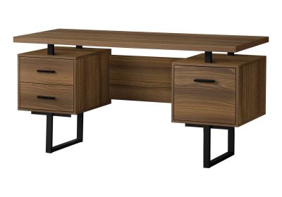 COMPUTER DESK - 60"L / WALNUT / BLACK METAL