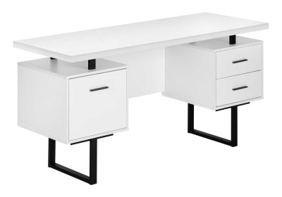 COMPUTER DESK - 60"L / WHITE / BLACK METAL