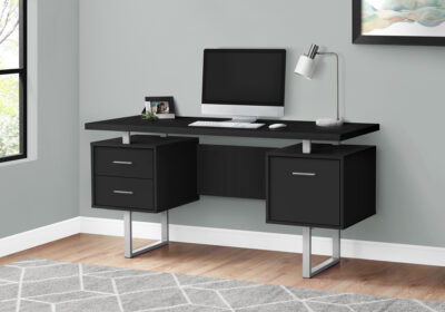COMPUTER DESK - 60"L / BLACK / SILVER METAL