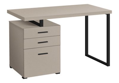 COMPUTER DESK - 48"L / MODERN TAUPE / BLACK METAL / L/R