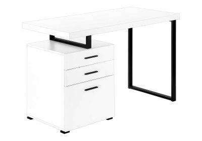 COMPUTER DESK - 48"L / WHITE / BLACK METAL / L/R FACE