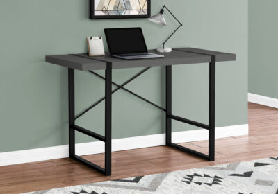 COMPUTER DESK - 48"L / MODERN GREY / BLACK METAL