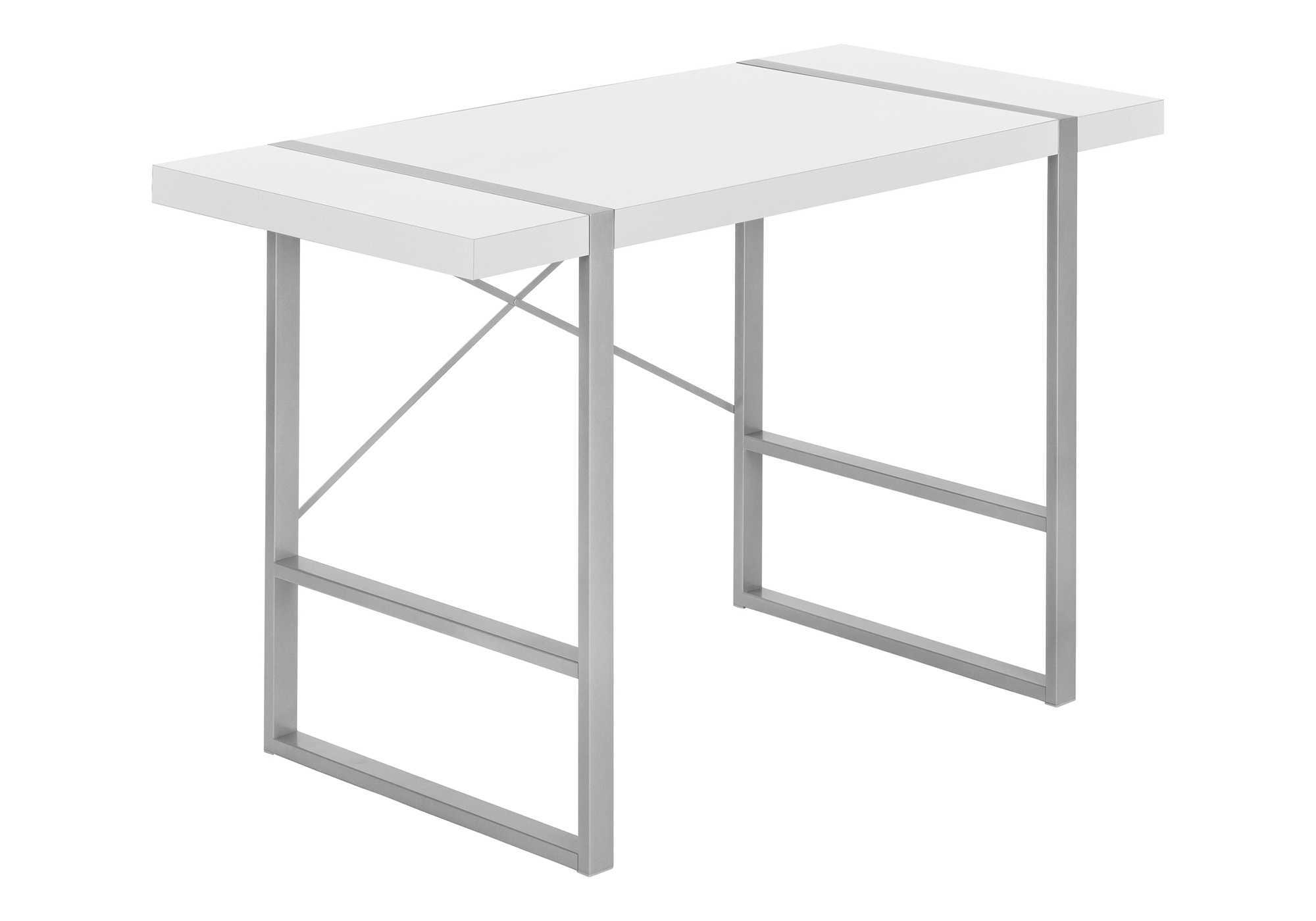COMPUTER DESK - 48"L / WHITE / SILVER METAL - Image 2
