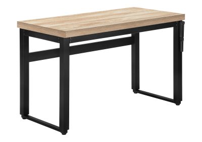 COMPUTER DESK - 48"L / NATURAL / ADJ.HEIGHT/ BLACK METAL