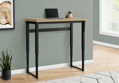 COMPUTER DESK - 48"L / NATURAL / ADJ.HEIGHT/ BLACK METAL