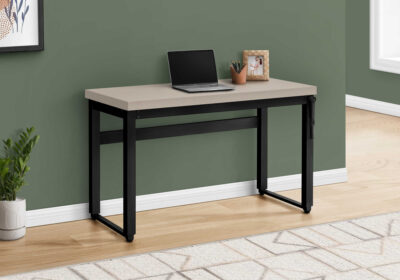COMPUTER DESK - 48"L / MODERN TAUPE / ADJ.HEIGHT/ BLACK