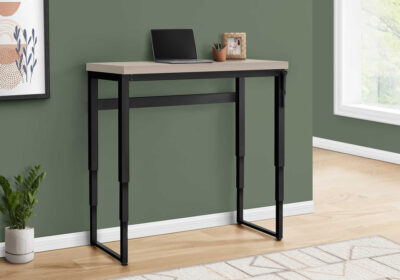 COMPUTER DESK - 48"L / MODERN TAUPE / ADJ.HEIGHT/ BLACK