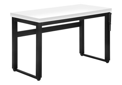 COMPUTER DESK - 48"L / WHITE / ADJ.HEIGHT/ BLACK METAL