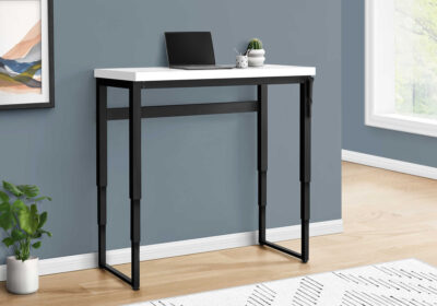 COMPUTER DESK - 48"L / WHITE / ADJ.HEIGHT/ BLACK METAL