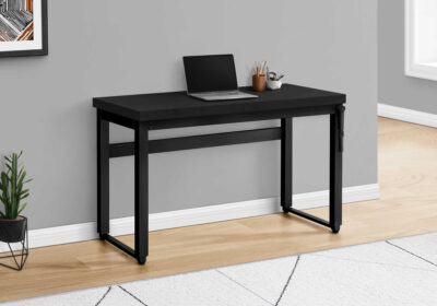 COMPUTER DESK - 48"L / BLACK / ADJ.HEIGHT/ BLACK METAL