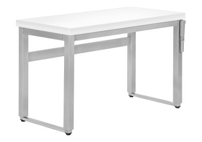 COMPUTER DESK - 48"L / WHITE / ADJ.HEIGHT/ SILVER METAL