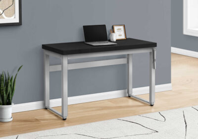 COMPUTER DESK - 48"L / BLACK / ADJ.HEIGHT/ SILVER METAL