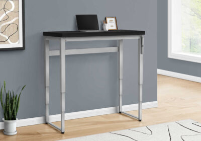 COMPUTER DESK - 48"L / BLACK / ADJ.HEIGHT/ SILVER METAL