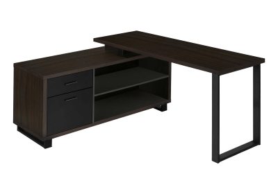 COMPUTER DESK - 72"L ESPRESSO / BLACK EXECUTIVE CORNER