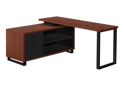 COMPUTER DESK - 72"L CHERRY / BLACK EXECUTIVE CORNER