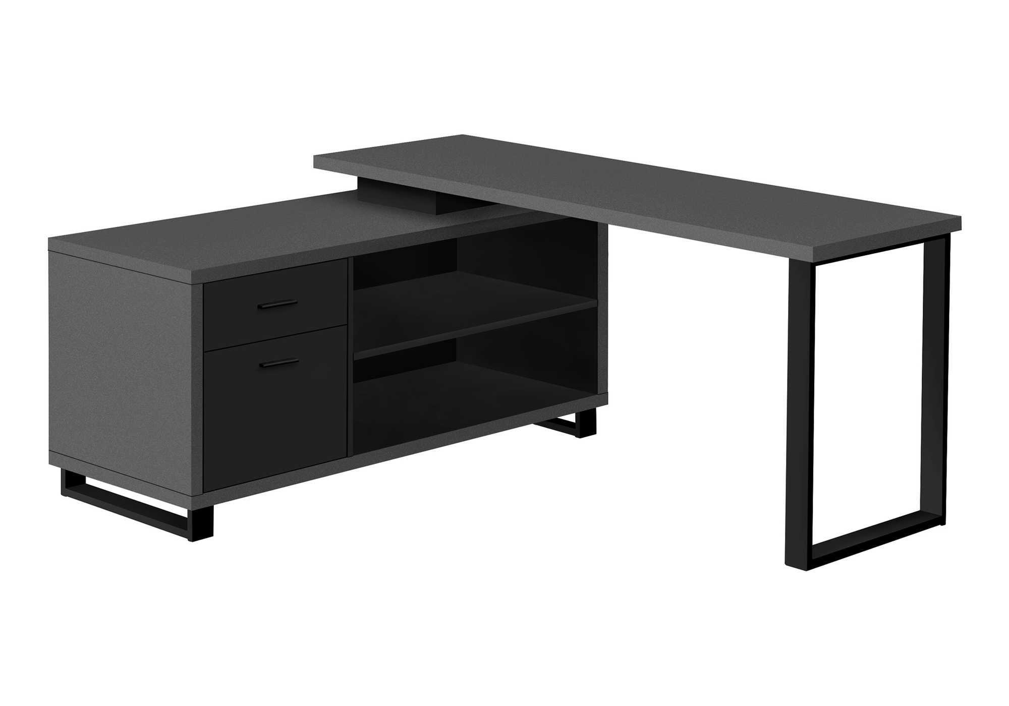 COMPUTER DESK - 72"L MODERN GREY / BLACK EXECUTIVE CORNER - Image 2