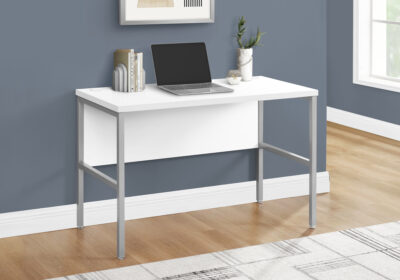 COMPUTER DESK - 48"L WHITE / SILVER COMMERCIAL GRADE