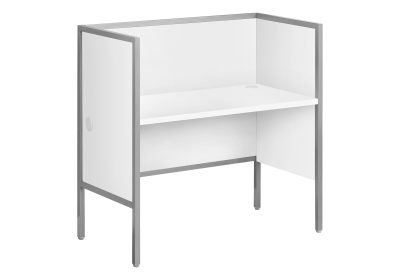 OFFICE CUBICLE - 48"L WHITE / SILVER COMMERCIAL GRADE DESK