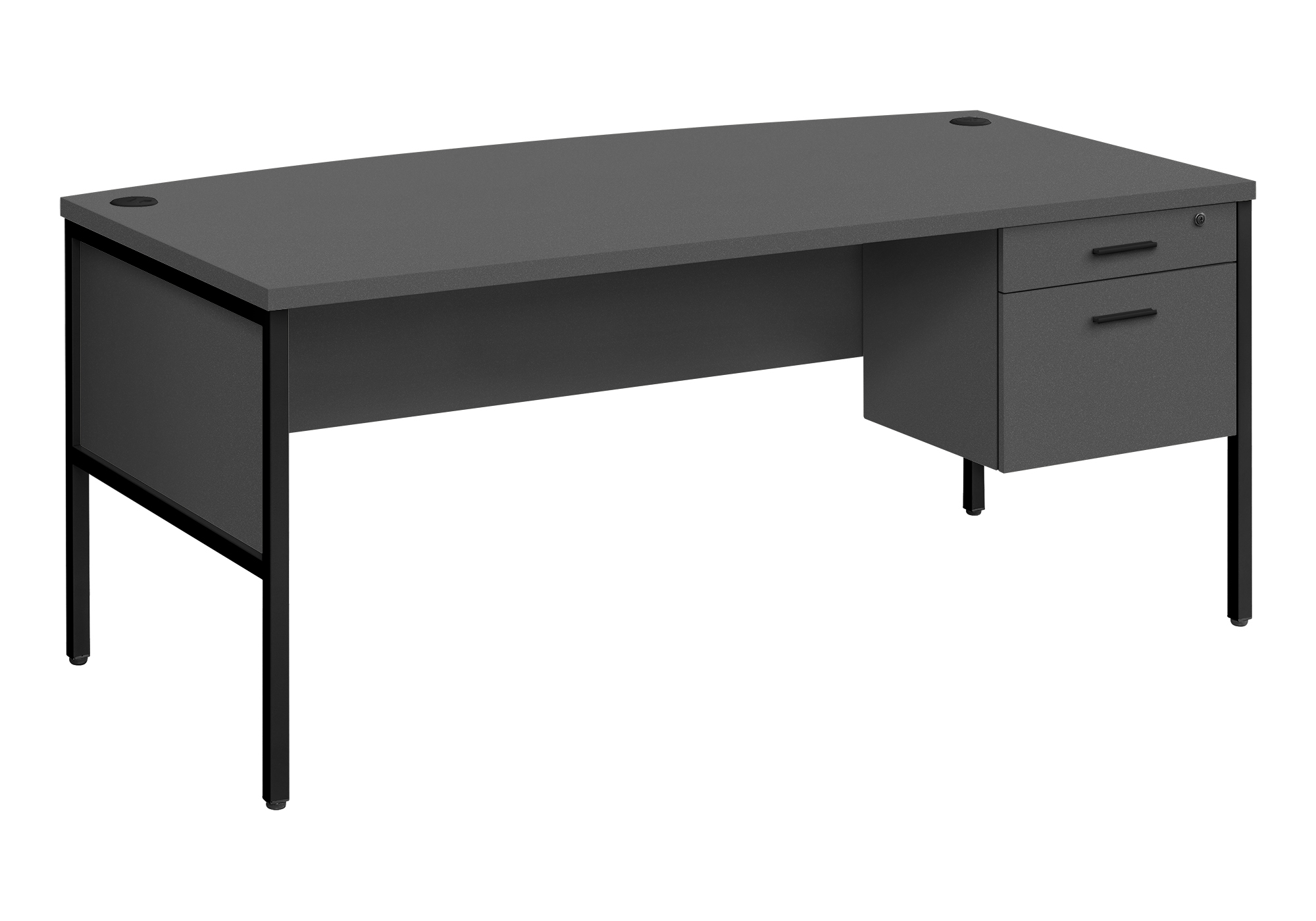 COMPUTER DESK - 72"L GREY / BLACK COMMERCIAL GRADE - Image 2