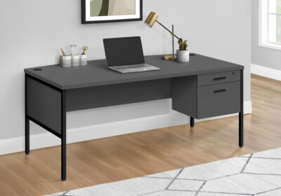 COMPUTER DESK - 72"L GREY / BLACK COMMERCIAL GRADE