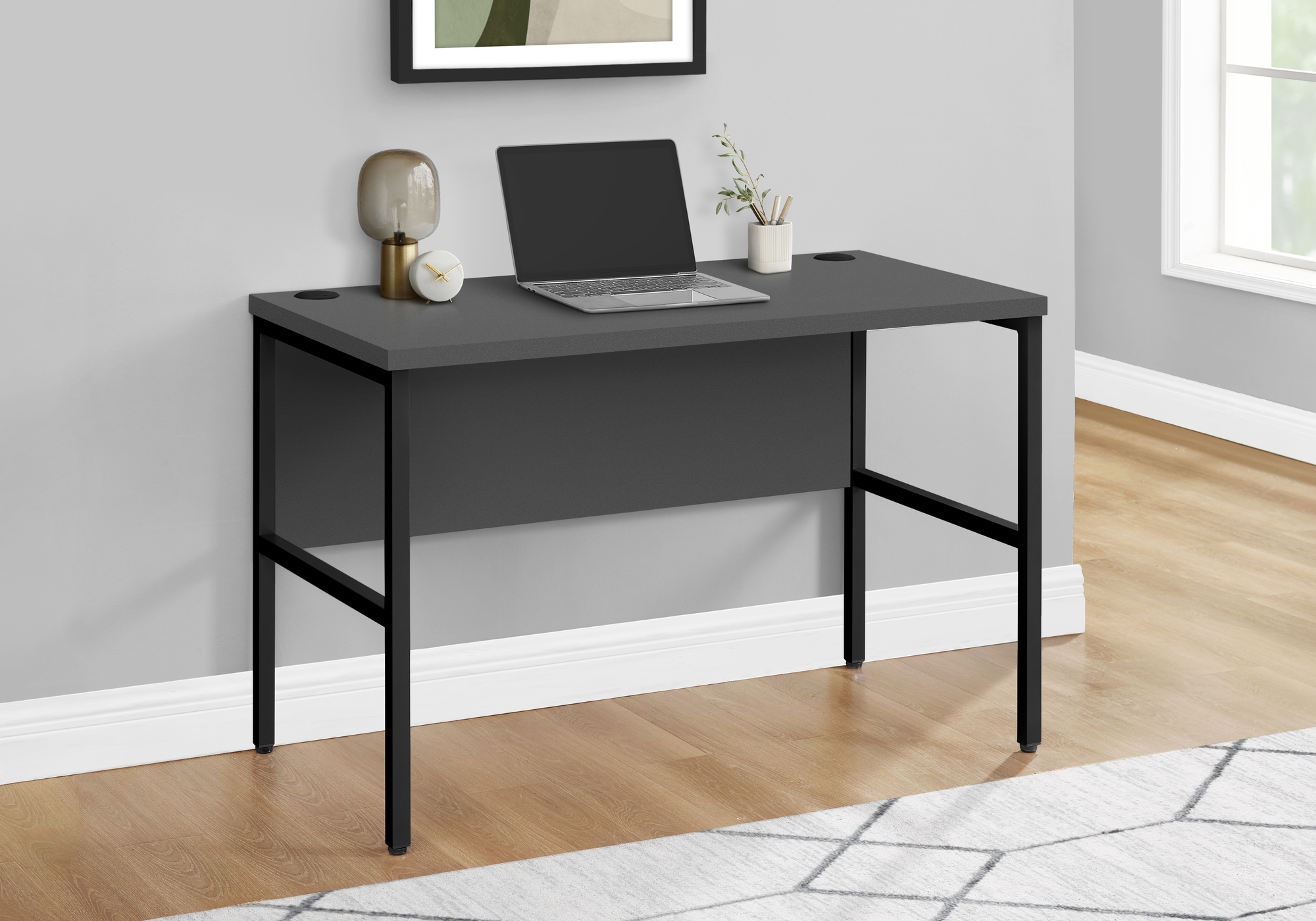 COMPUTER DESK - 48"L GREY / BLACK COMMERCIAL GRADE