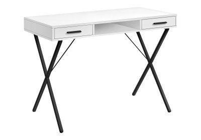 COMPUTER DESK - 42"L / WHITE / BLACK METAL