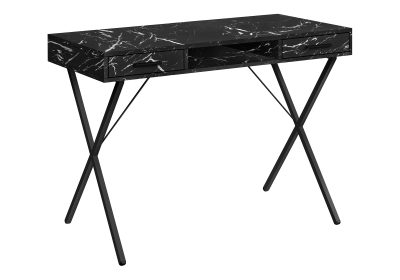 COMPUTER DESK - 42"L / BLACK MARBLE / BLACK METAL