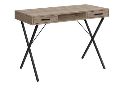COMPUTER DESK - 42"L / DARK TAUPE / BLACK METAL
