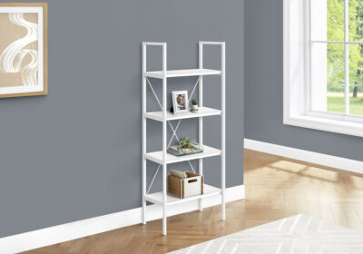 BOOKCASE - 48"H / WHITE / WHITE METAL