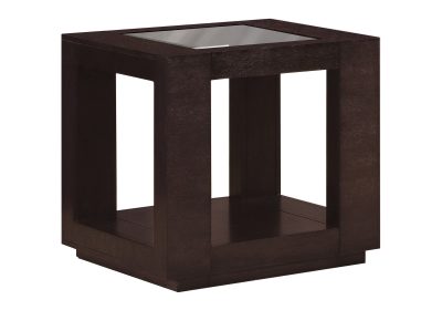 ACCENT TABLE - ESPRESSO VENEER WITH GLASS INSERT