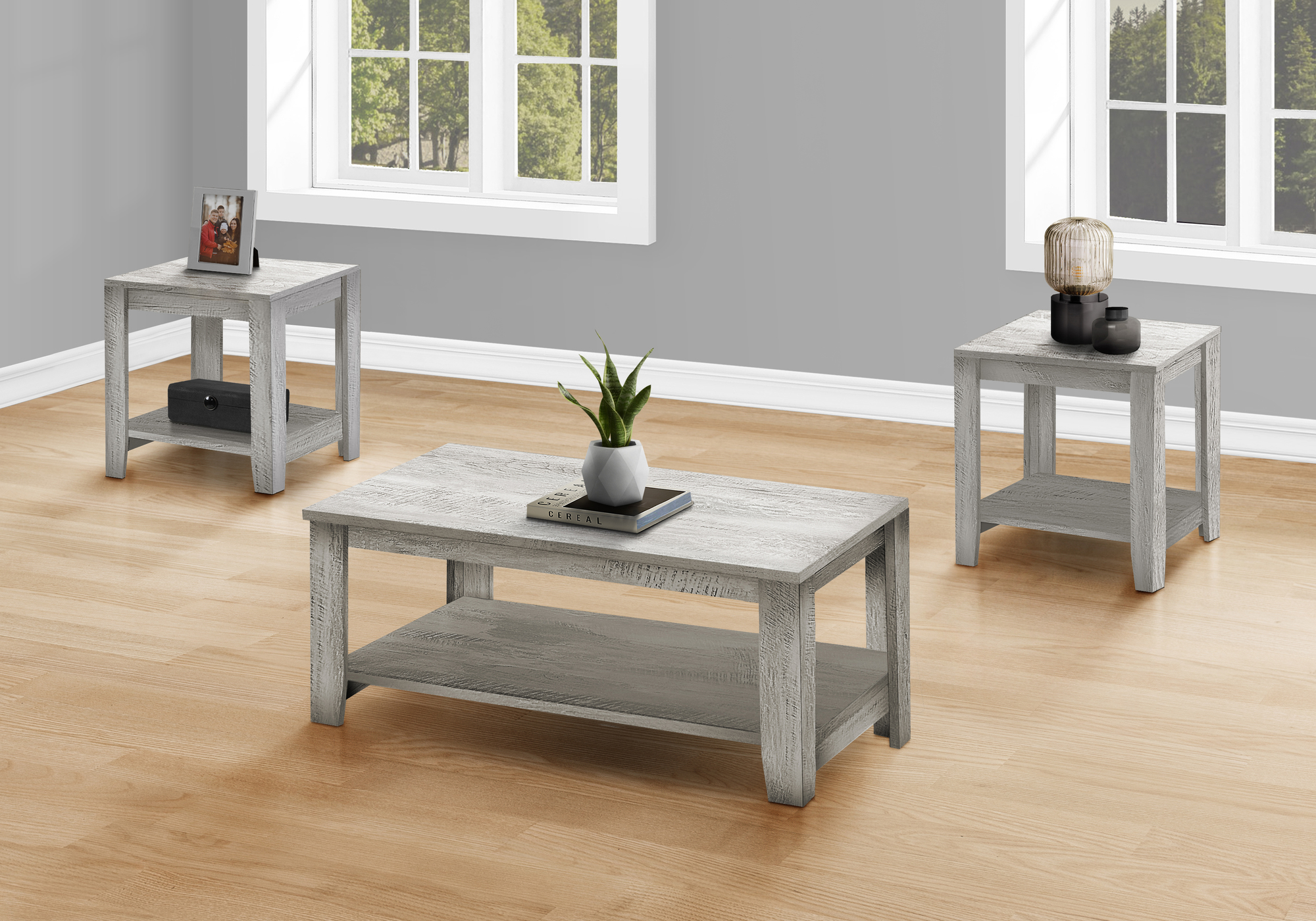TABLE SET - 3PCS SET / INDUSTRIAL GREY