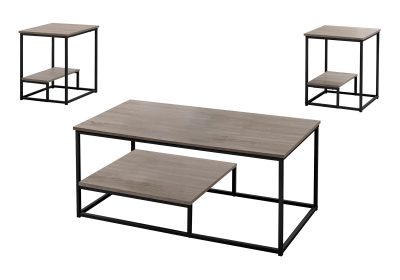 TABLE SET - 3PCS SET / DARK TAUPE / BLACK METAL