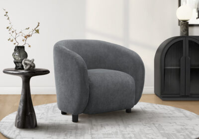 ACCENT CHAIR - 30"H / DARK GREY FABRIC