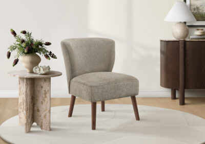 ACCENT CHAIR - 33"H / LIGHT BROWN FABRIC