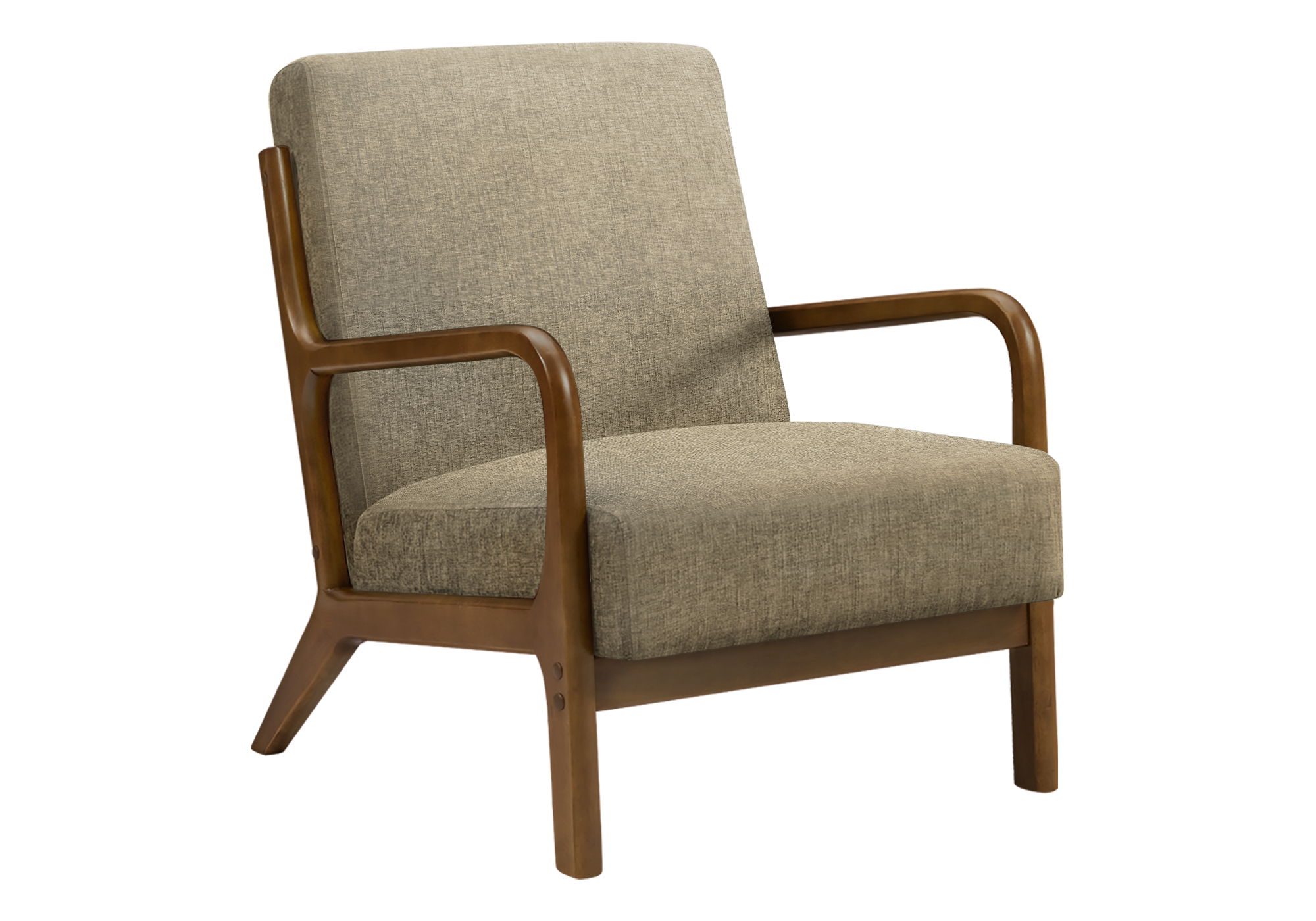 ACCENT CHAIR - 34"H / LIGHT BROWN FABRIC / WALNUT WOOD - Image 2