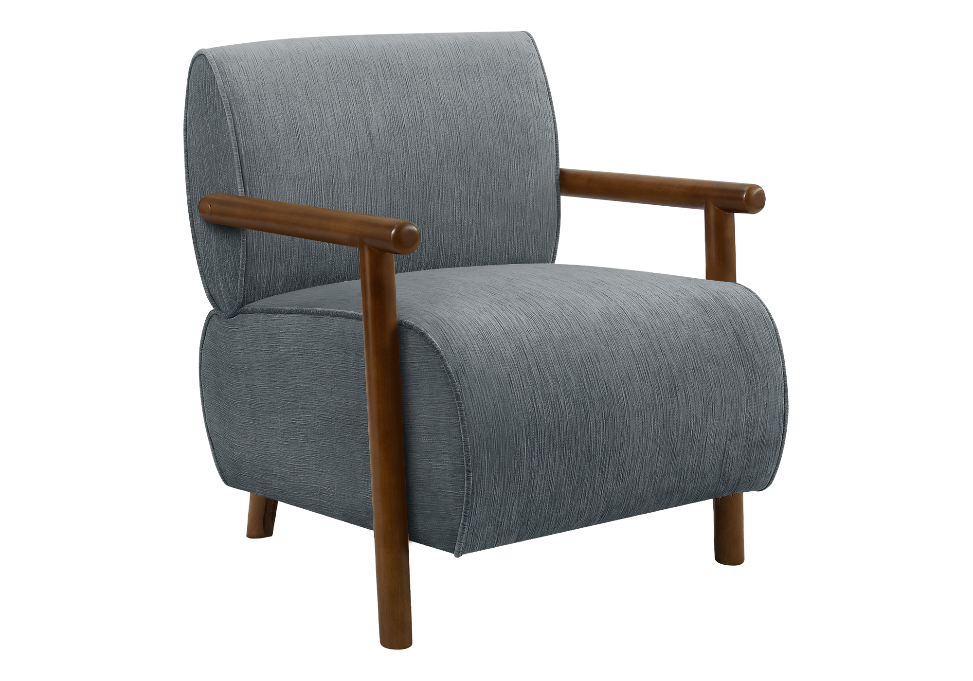 ACCENT CHAIR - 31"H / LIGHT BLUE FABRIC / WALNUT WOOD - Image 2