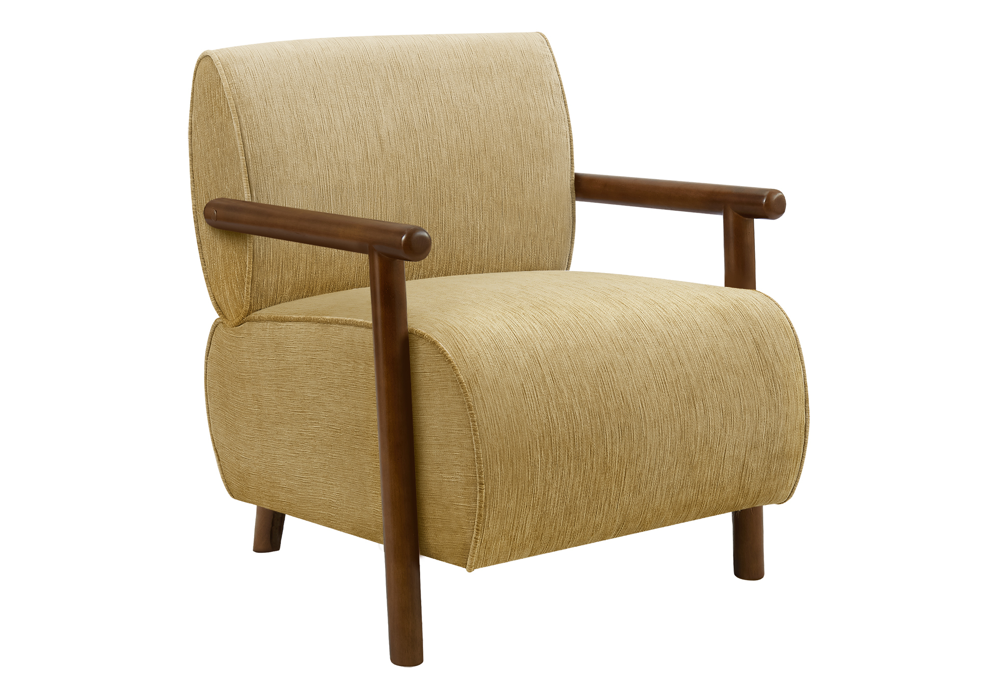 ACCENT CHAIR - 31"H / LIGHT GOLD FABRIC / WALNUT WOOD - Image 2