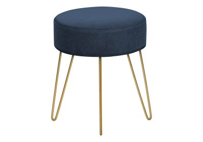 OTTOMAN - BLUE FABRIC / GOLD METAL LEGS