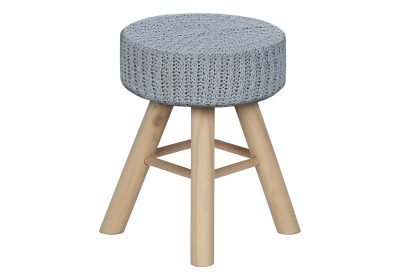 OTTOMAN - GREY KNIT / NATURAL WOOD LEGS
