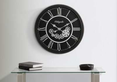 CLOCKS - 30"DIA / GEAR MECHANISM WALL CLOCK / BLACK