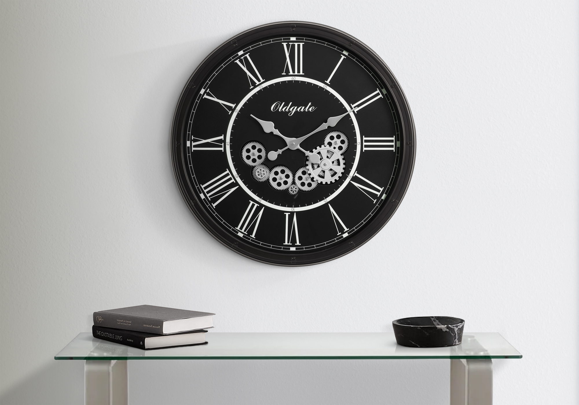 CLOCKS - 30"DIA / GEAR MECHANISM WALL CLOCK / BLACK