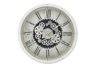 CLOCKS - 30"DIA / GEAR MECHANISM WALL CLOCK / WHITE