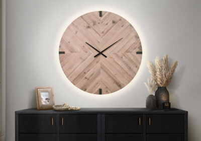 CLOCKS - 30"DIA / WALL CLOCK / BROWN WITH LED LIGHT