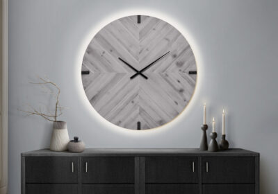 CLOCKS - 30"DIA / WALL CLOCK / GREY WITH LED LIGHT