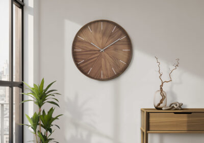 CLOCKS - 20"DIA / WALL CLOCK / BROWN