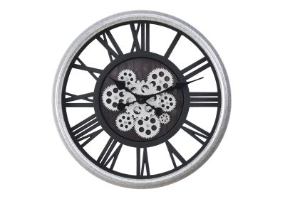 CLOCKS - 20"DIA / WALL CLOCK / BLACK / SILVER