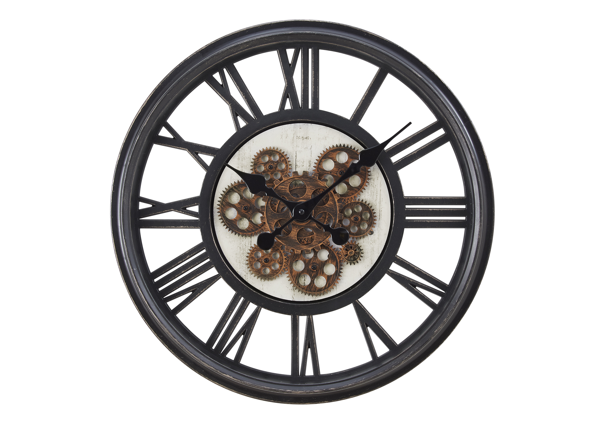 CLOCKS - 20"DIA / GEAR MECHANISM WALL CLOCK / BLACK - Image 2
