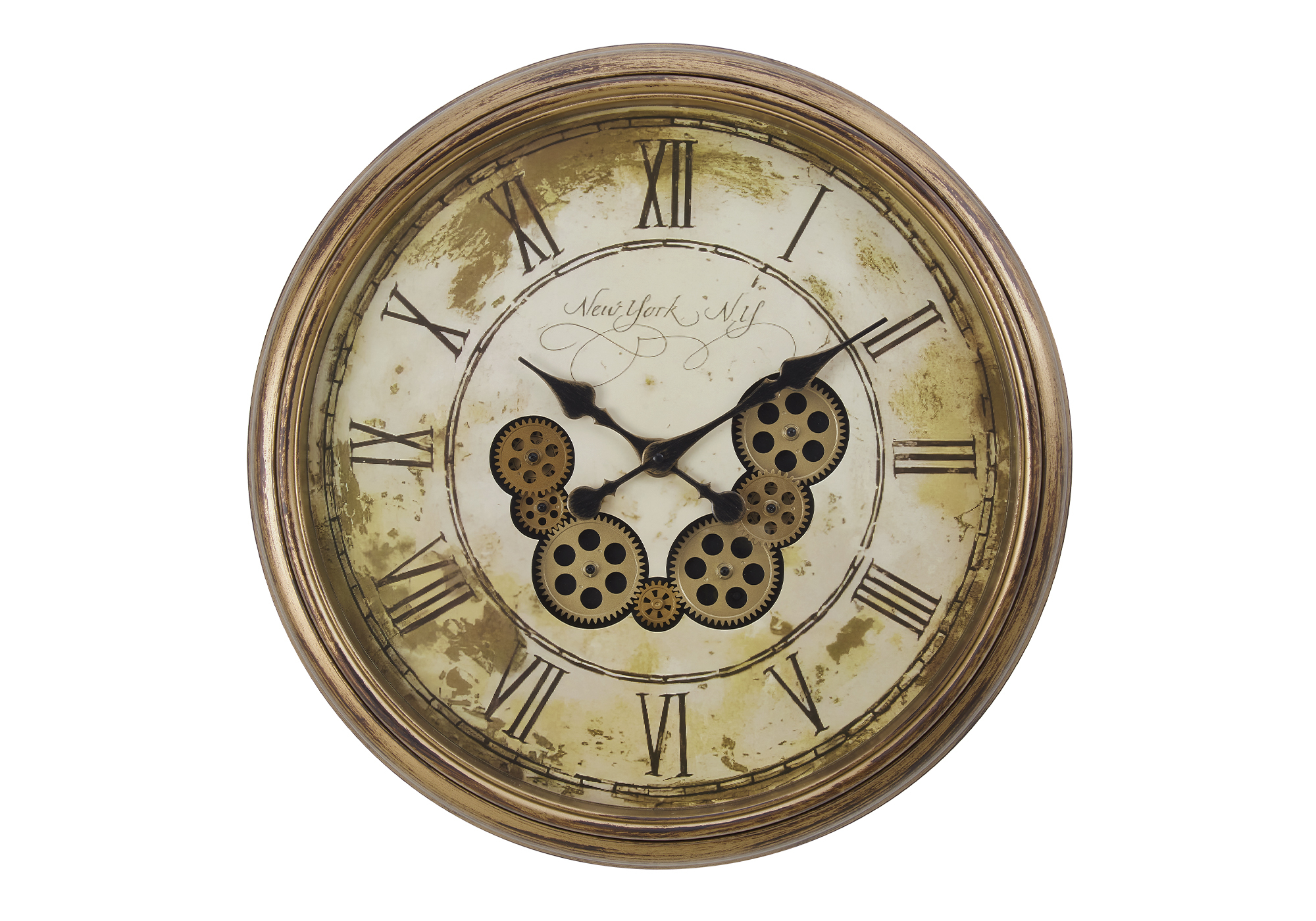CLOCKS - 23"DIA / GEAR MECHANISM WALL CLOCK / BROWN - Image 2