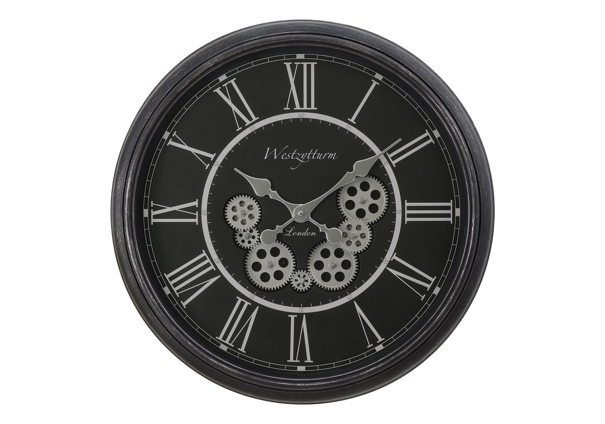 CLOCKS - 23"DIA / GEAR MECHANISM WALL CLOCK / BLACK - Image 2